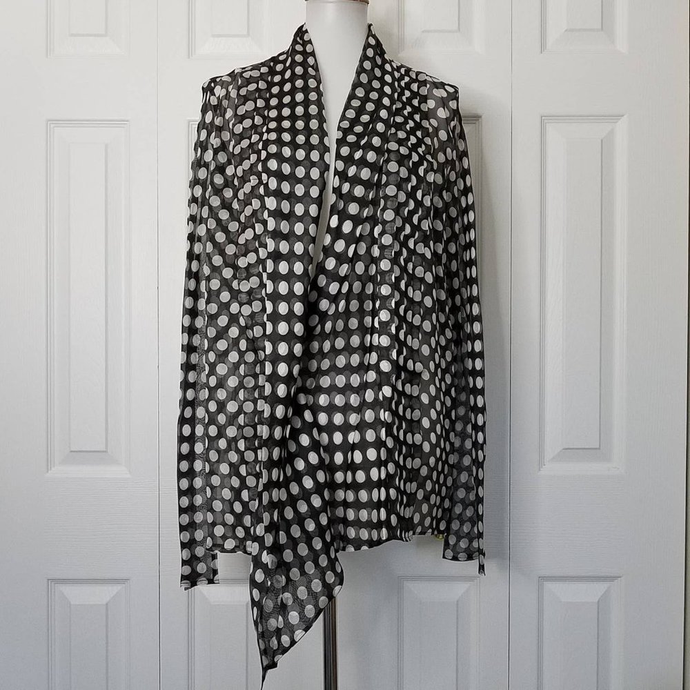 Haider Ackermann Pleated Polka Dot 100% Silk Blouse Black White EU 44 US 12